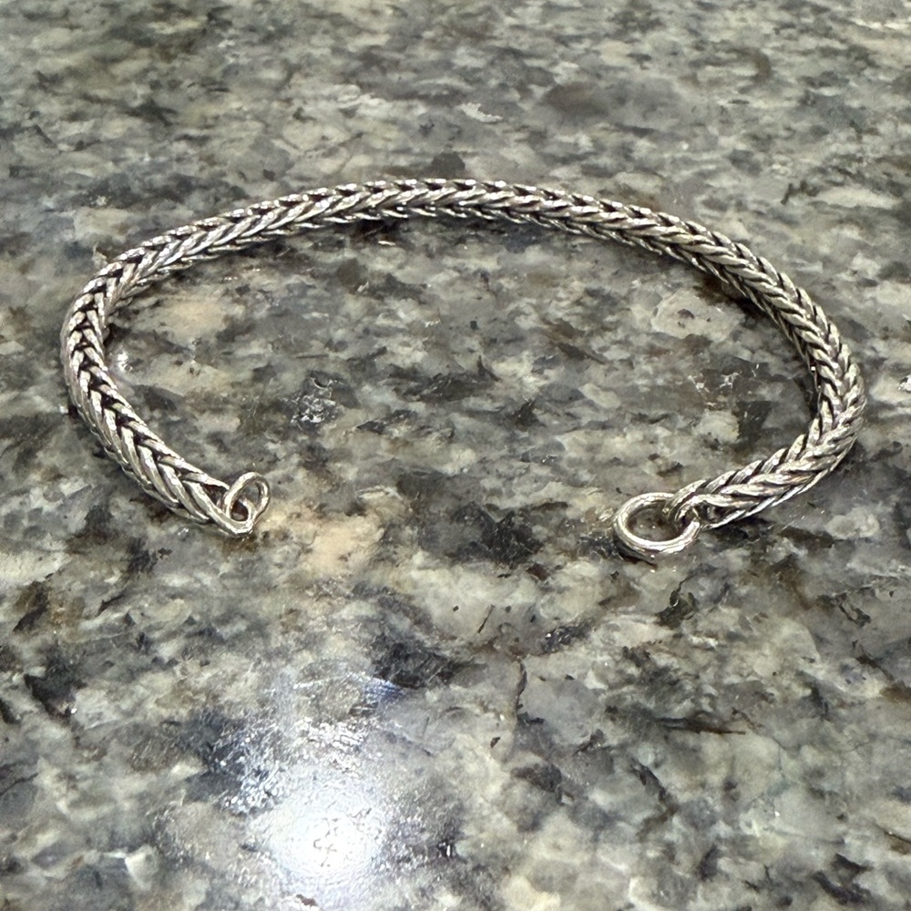 Trollbeads Sterling Silver Bracelet 5 1/4 Inches End to End